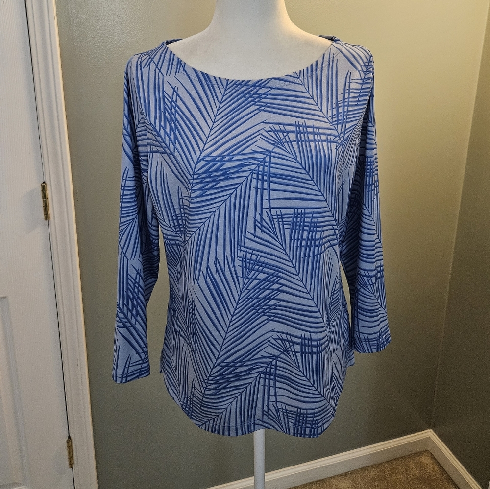 Vineyard Vines Sankaty Simple Boatneck Tee Blue Women's Top Size Medium M - Picture 1 of 12